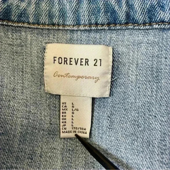 Forever 21 Denim Jean Jacket Size L - Picture 7 of 10